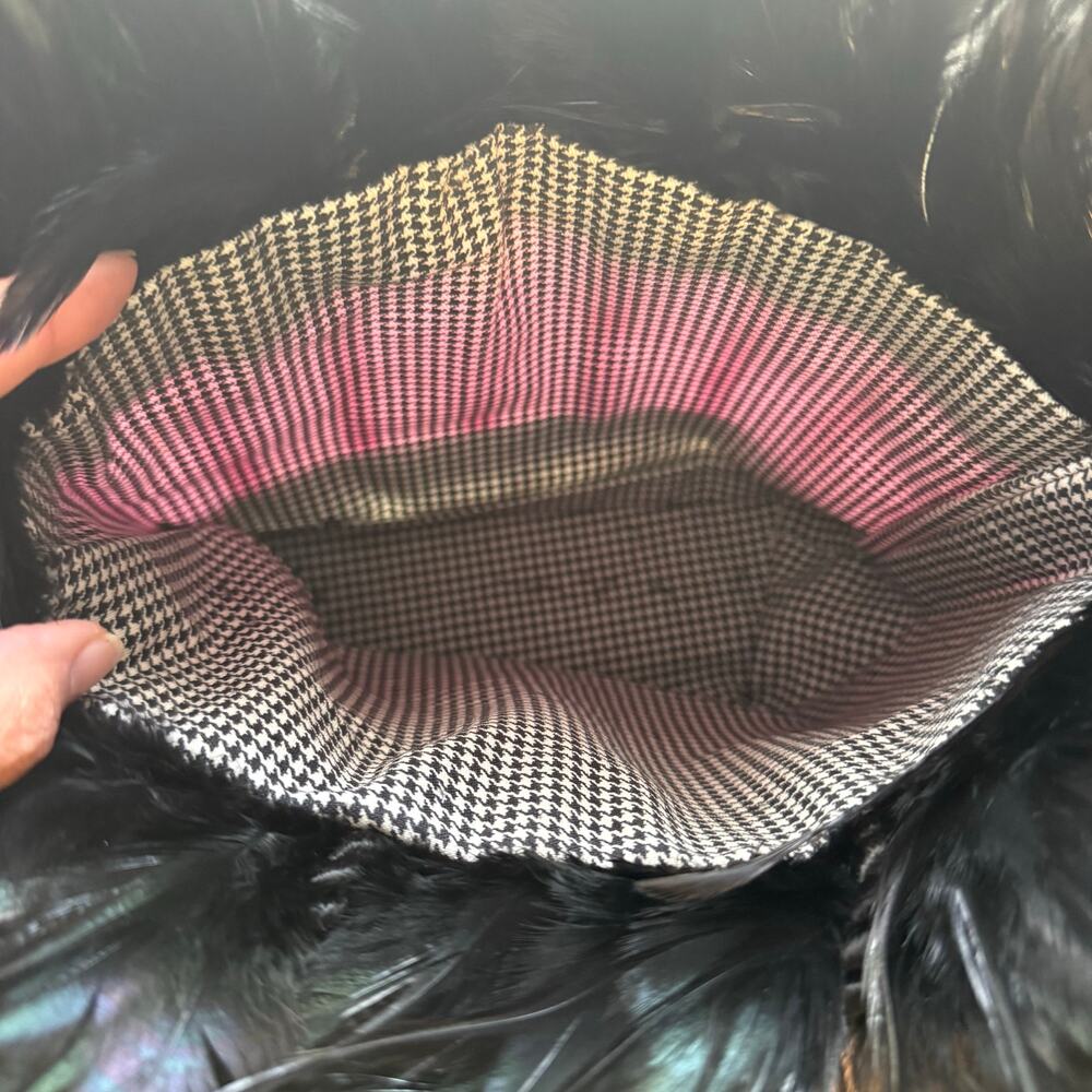 Vintage Blue Devil Pink Striped Martini Zebra Trim Faux Fur Tote Purse - Picture 6 of 9